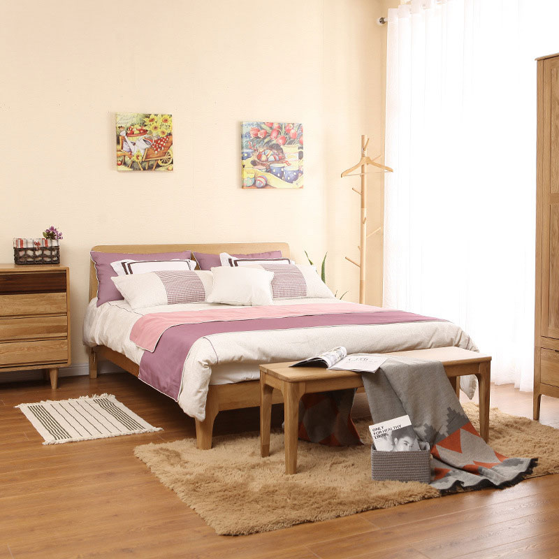 Nordic style simple solid wood bed